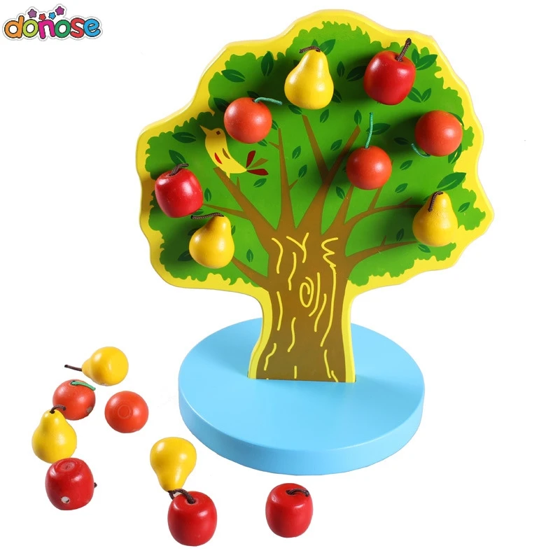 2018 New Montessori Wooden Magnetic Apple Tree Math Toys Early Learning Educational Wooden Toys For Children Boys