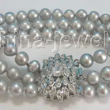 Красивая " 9 мм натуральный серый круглый пресноводный жемчуг браслет-белый застежка благородный стиль Природный тонкой jewe Быстрая