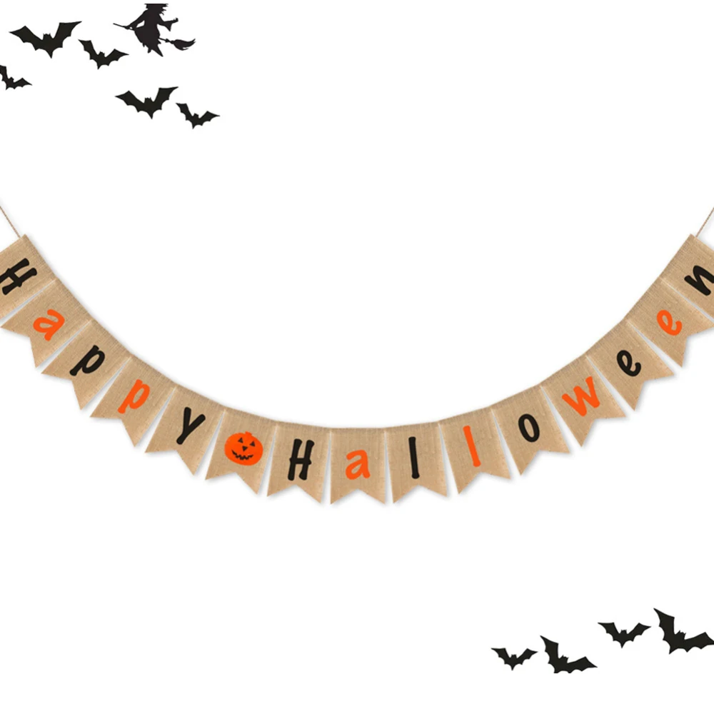 

Happy Halloween Burlap Banner Rustic Halloween Decor Party Decorations