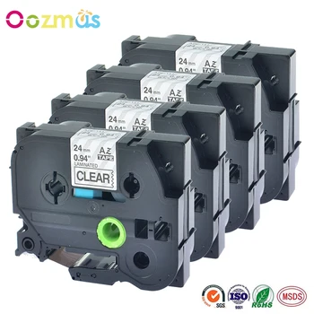 

Oozmas 4pcs Black on Clear TZe-151 Label Tape 24mm compatible For Brother p-touch Tz151 Printer Ribbons PT-P750W Labeling Maker