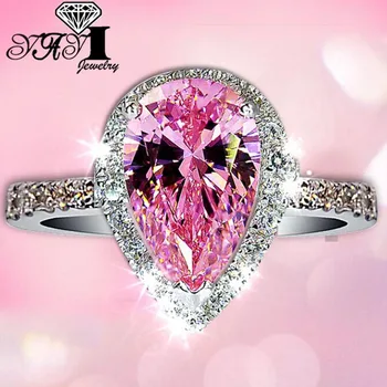

YaYI Fashion Women Jewelry Ring 4CT Pink Zircon Silver Color Engagement Rings wedding Rings Party Ring Gifts