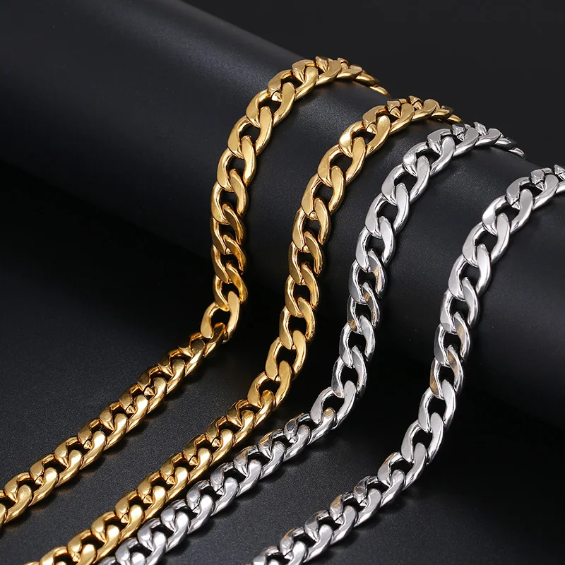 Ожерелья-цепочки из нержавеющей стали для мужчин и женщин, цвета: золотистый, серебристый, подвеска, 2.3NK, ювелирные изделия с эффектом выцветания, A1273