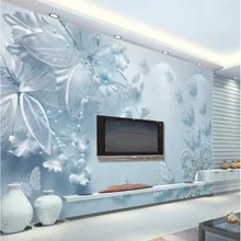 Beibehang 3 d ТВ Гостиная Фреска диван стереоскопический жемчуг большие цветы фотообои с бабочками обои фото
