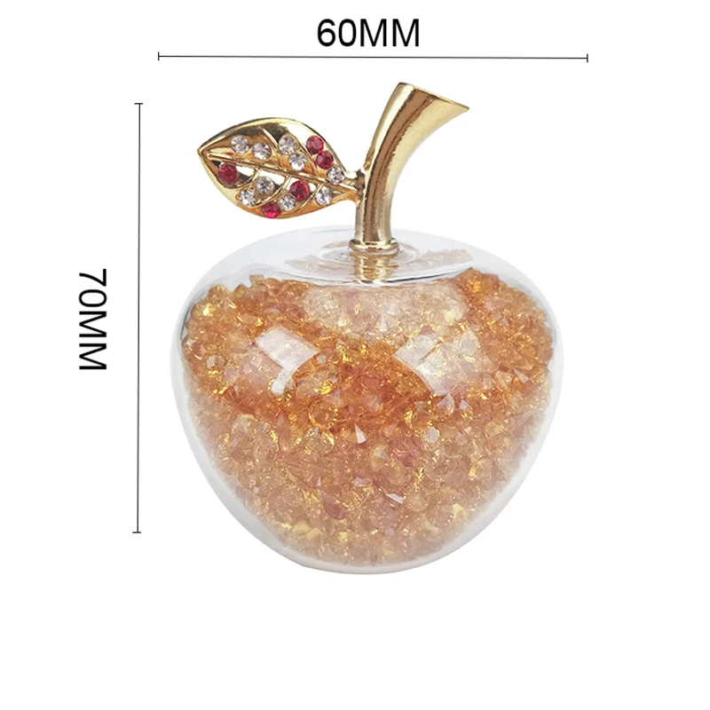 

Orange Color 60mm Crystal Apple Paperweight with Diamonds Glass Pretty Gifts Art Collection Christmas Home Wedding Decoration