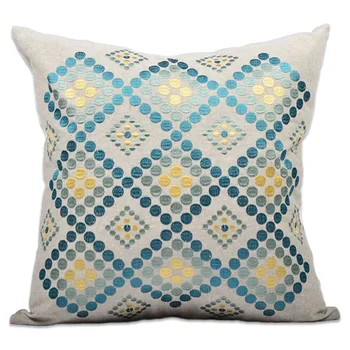 

45x45cm/50x50cm luxury embroidered dots cushion cover sofa throw pillowcase square linen pillow cover for backrest