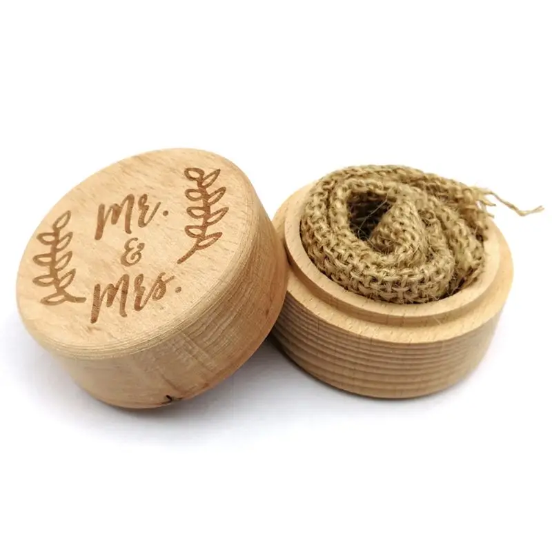 

Personalized Engraving Rustic Wedding Wooden Ring Box Jewelry Trinket Storage Containers Custom Mr & Mrs Rings Bearer