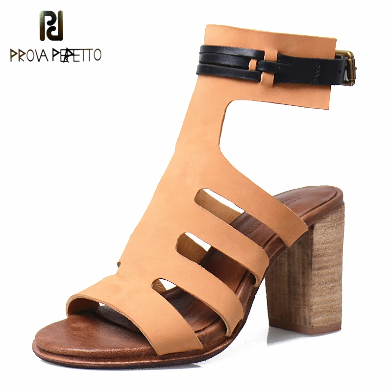 

Prova Perfetto 2018 New Design High Heels Shoes Lace Up Solid Sweet Wedding Sandals Spring Open Toe Fashionable Shoes For Female