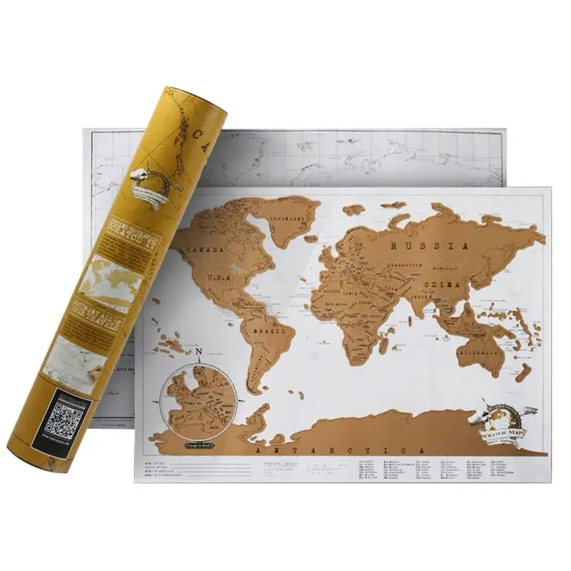 Мини карта мира скребки карта путешествия царапины печать стены стикеры Путешествия Примечания Карта города черный цвет путешествия