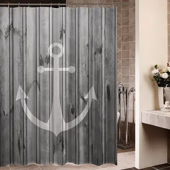 

Waterproof Decorative Rustic gray anchor shower curtain 60 x 72inch
