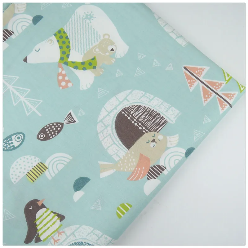 

Syunss,100%Cotton Twill Fabric Blue Cartoon Paradise Printed Patchwork DIY Handmade Curtain Textile Material Sewing Baby Tissue