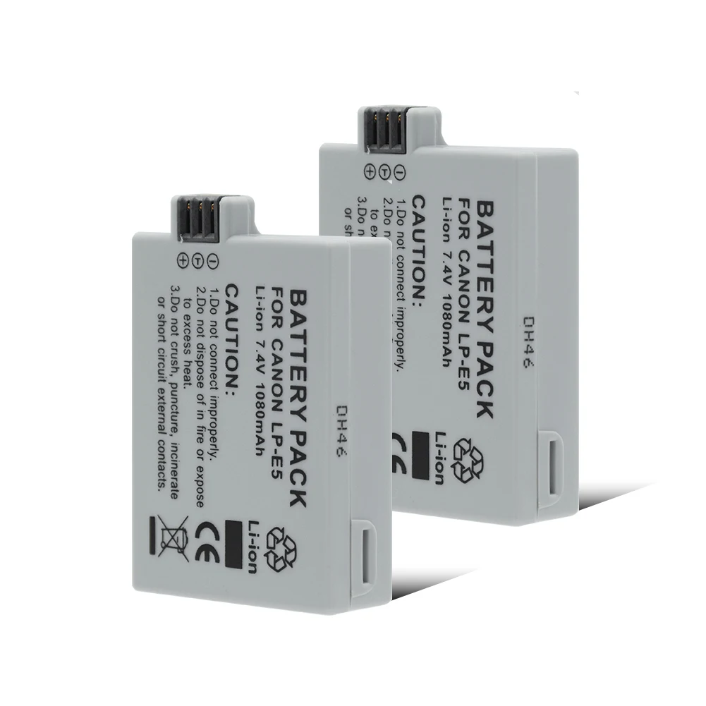 Аккумуляторная батарея 1080mAh LP E5 LP-E5 для Canon Rebel T1i XSi Kiss X2 Kiss X3 Kiss F Digital Kiss X3 EOS Bateria - Цвет: 2PCS