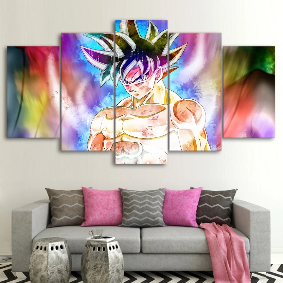Холст Печатный плакат номер модульная Wall Art рамка 5 шт. Dragon Ball Гоку Картины аниме