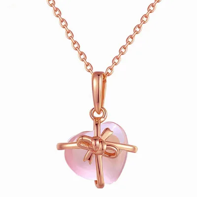 MOONROCY розовое золото цвет Ross кварц CZ розовый опал кулон ожерелье чокер для женщин девочек подарок ChokerDrop ювелирных изделий - Окраска металла: Покрытие из розового золота