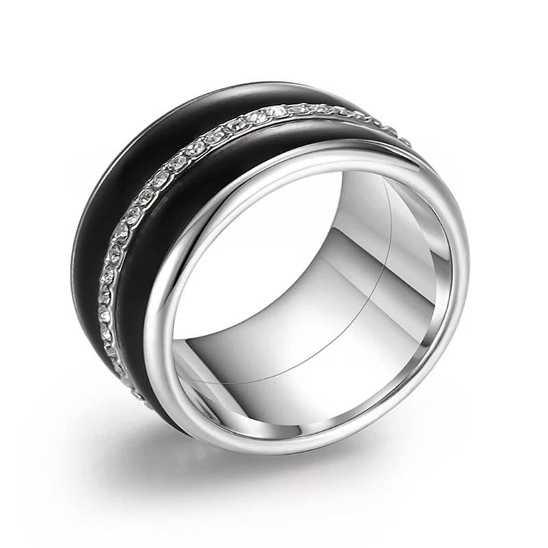 Cremo, черное кольцо, массивные свадебные кольца из нержавеющей стали, сменные Кольца Bijoux Bague, Женское кольцо «Симфония» - Цвет основного камня: band rings
