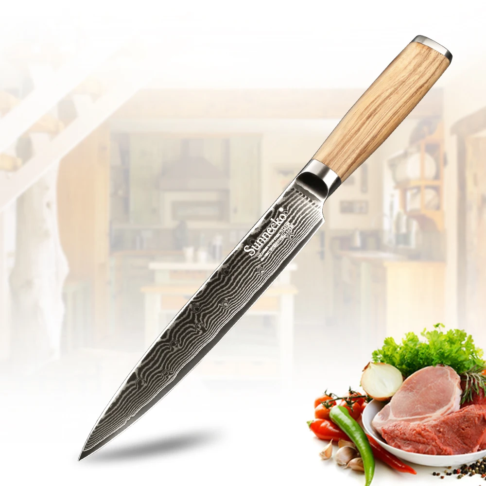 SUNNECKO 8 дюймовый Нож для нарезки кухонные ножи шеф повара дамасская сталь VG10