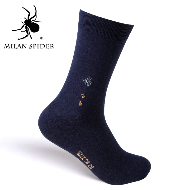 

Men's Breathable Dress Socks, Combed Cotton, Embroidery, Spider Logo, Thick Business Socks, Spring, Autumn, Winter, MS8134
