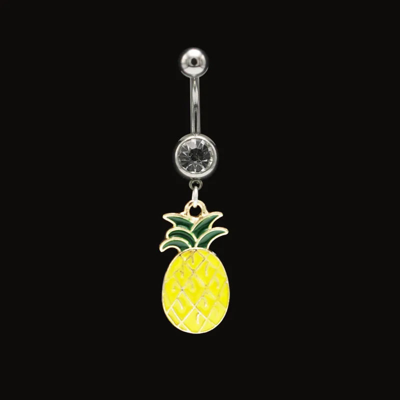 Fashion Lovely Fruit Dangle Belly Button Rings Surgical Steel Navel Piercing Bar Ombligo Nombril Anti-allergic Body Jewelry Girl3