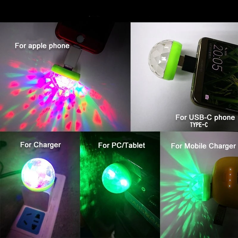 1 шт. светодиодный USB автомобильный светильник 5 в RGB Супер Мини Романтический 3 Вт праздничный светильник s DJ изменение цвета Звук Активированный Кристалл Magic