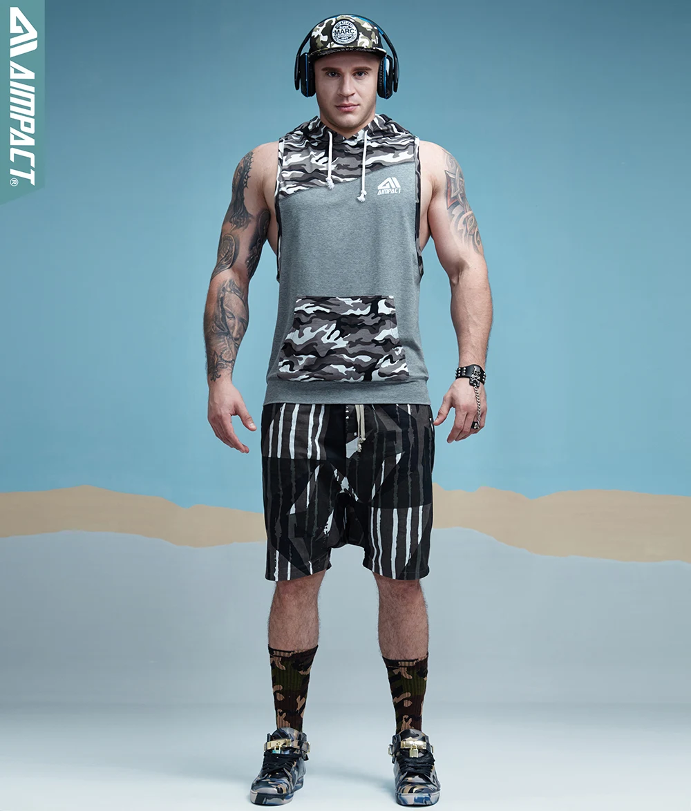 Aimpact Men Camo Tank Tops with Hoody Fitness Mens Bodybuilding Clothing Crossfit Workout Top Activewear Sleeveless Hoodies 2017 (1)