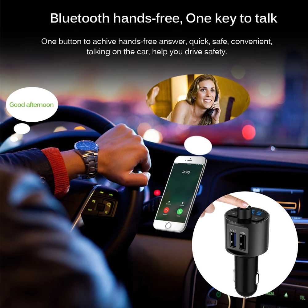 Bluetooth автомобильное зарядное устройство Handsfree автомобильный MP3 музыкальный плеер fm-передатчик модулятор двойное USB Автомобильное зарядное устройство Быстрая зарядка 3,0 QC 3,0 быстрая