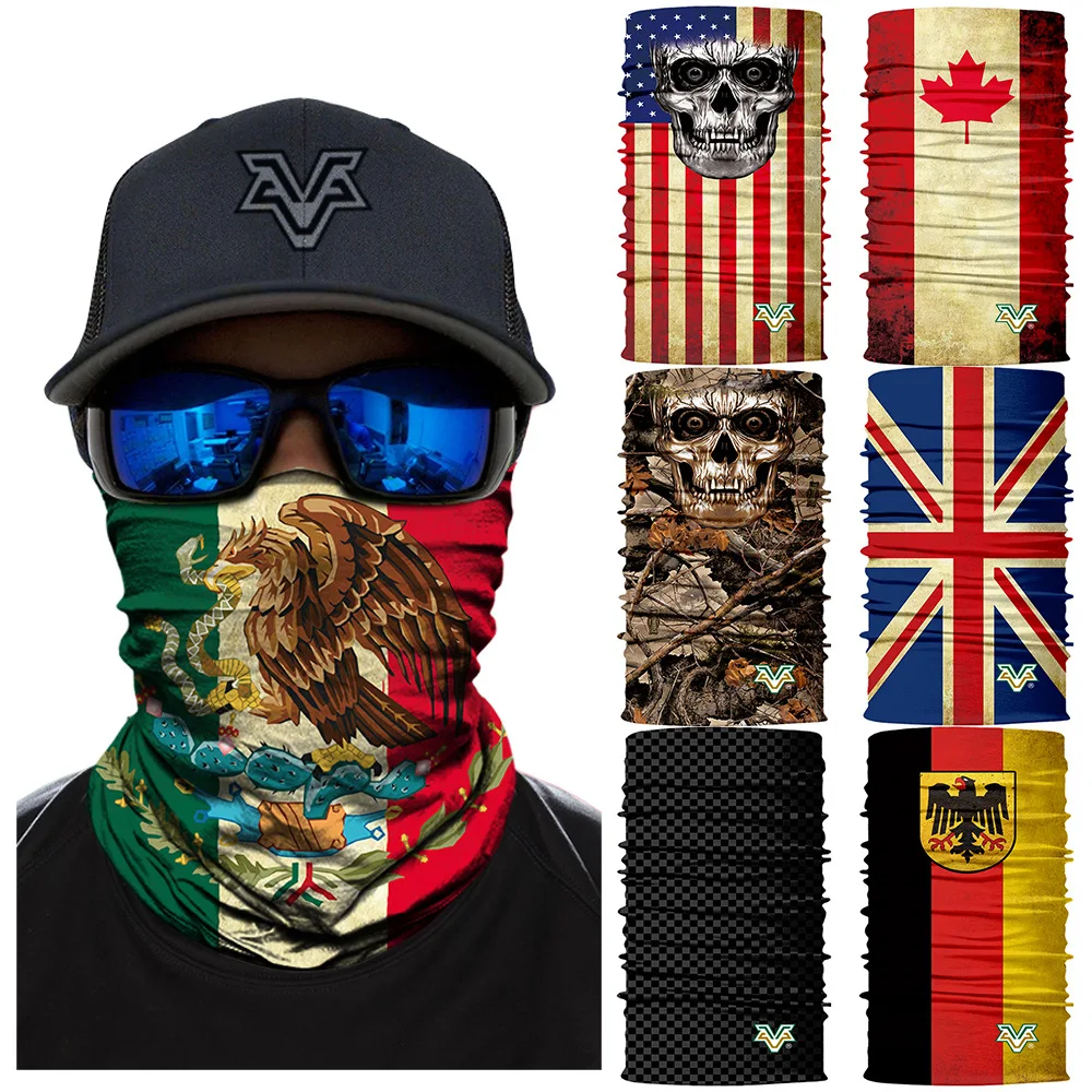 

3D Seamless Bandana Buffe Cycling Neck Gaiter Windproof Headband Mexico Spain Canada Country Flag Face Shield Ciclismo Bandanas