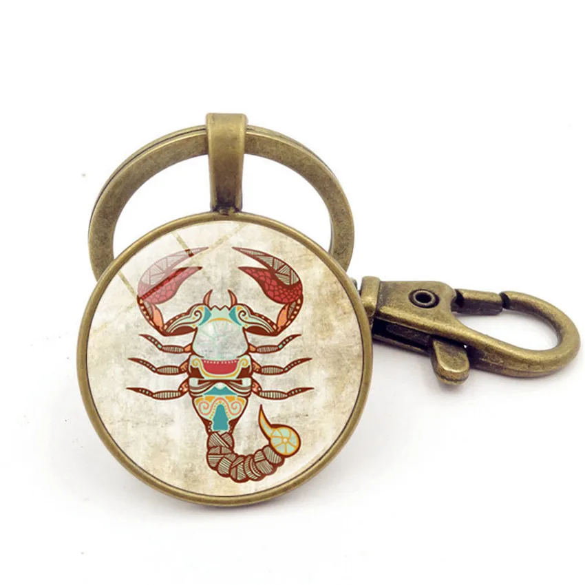 

NEW Wmen men DIY Keychain 12 Constellation Cancer gemini capricorn Leo Virgo Libra Scorpio Pendant Keyring Key Holder loves Gift