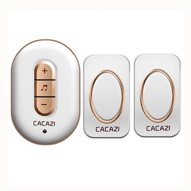 

CACAZI Wireless Waterproof Doorbell LED Smart Button 280M Remote Receiver US EU Plug Home Battery Calling Bell 48 Songs 6 Volume