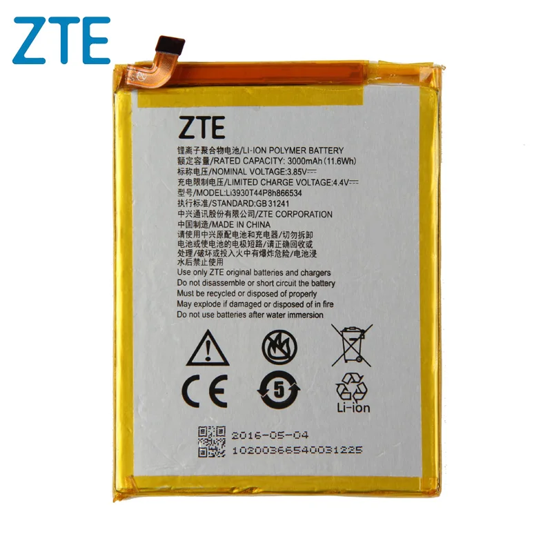 

Original ZTE Li3930T44p8h866534 Phone battery For ZTE Blade V7 Max 3000mAh