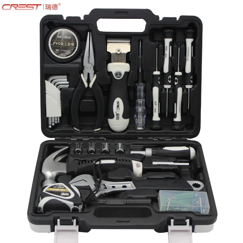 

55 Pcs Hand Tool Set General Household Hand Tool Kit with Plastic Toolbox Storage Case Socket Wrench Screwdriver Knife