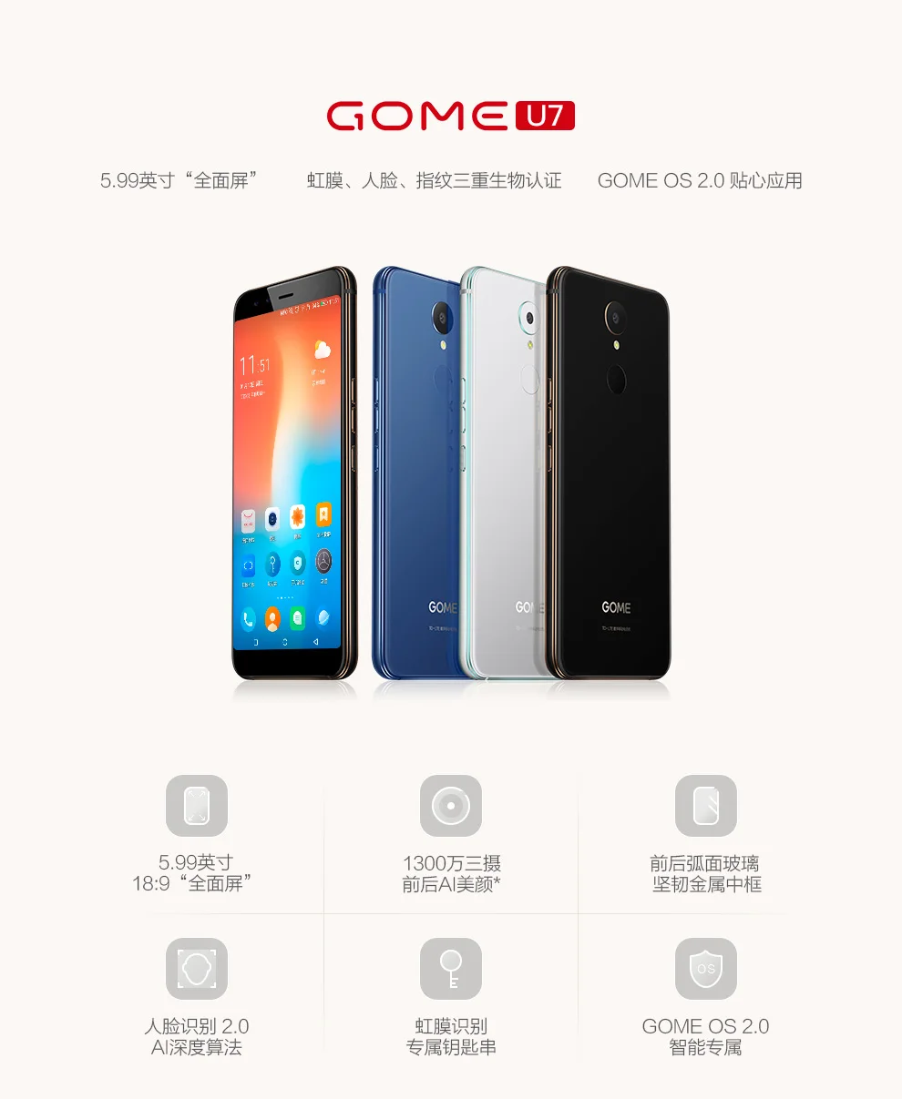Смартфон Gome U7 5 99 дюйма 18:9 FHD Helio P25 3050 мАч 13 МП 4 ГБ 64 Android 7 1 OTG NFC сканер отпечатка