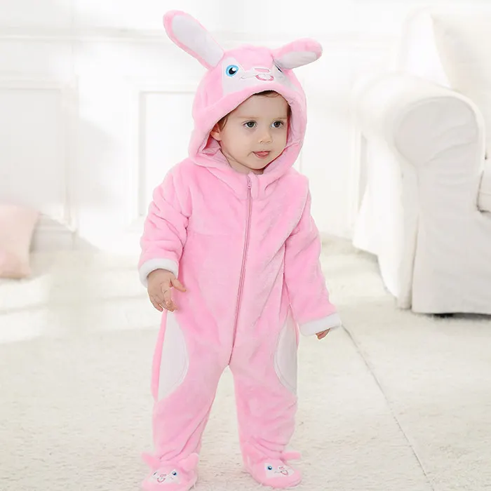 В новом стиле розового цвета с изображением кролика для малышей, унисекс-для малышей с животными; костюмы-комбинезоны наряд с мультяшным рисунком Домашняя одежда № 4 детская одежда
