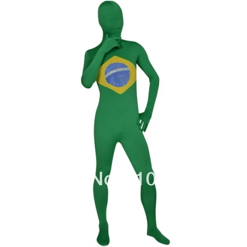 

Brazil Flag Zentai Suit Fullbody One Piece Brazil World Cup Zentai Party Costume