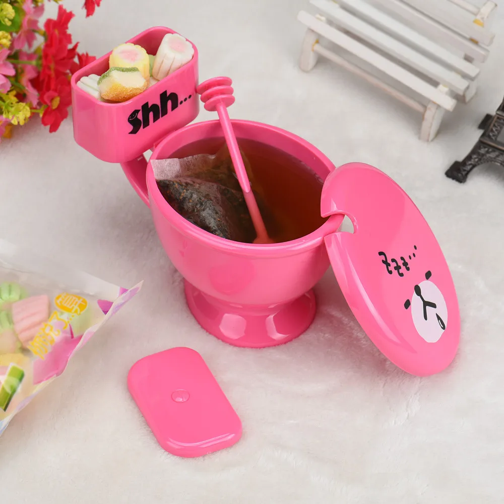 Kitchen supplies Sports cup Creative Funny Toilet Seat Cup with Lid