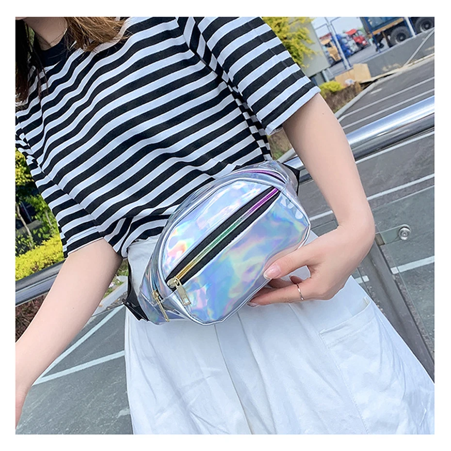 Free-Shipping- Laser-Waist-Packs-Bags-Women-Pure-Color-Fanny-Pack-Female-Belt-Bag-Black-PVC-Waist-Packs-Laser-Chest-Phone-Pouch-8