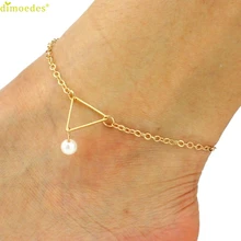 Diomedes Newest Creative Fashion Punk Metal Imitation Pearl Triangle Anklet Women Trendy Summer Foot Jewelry