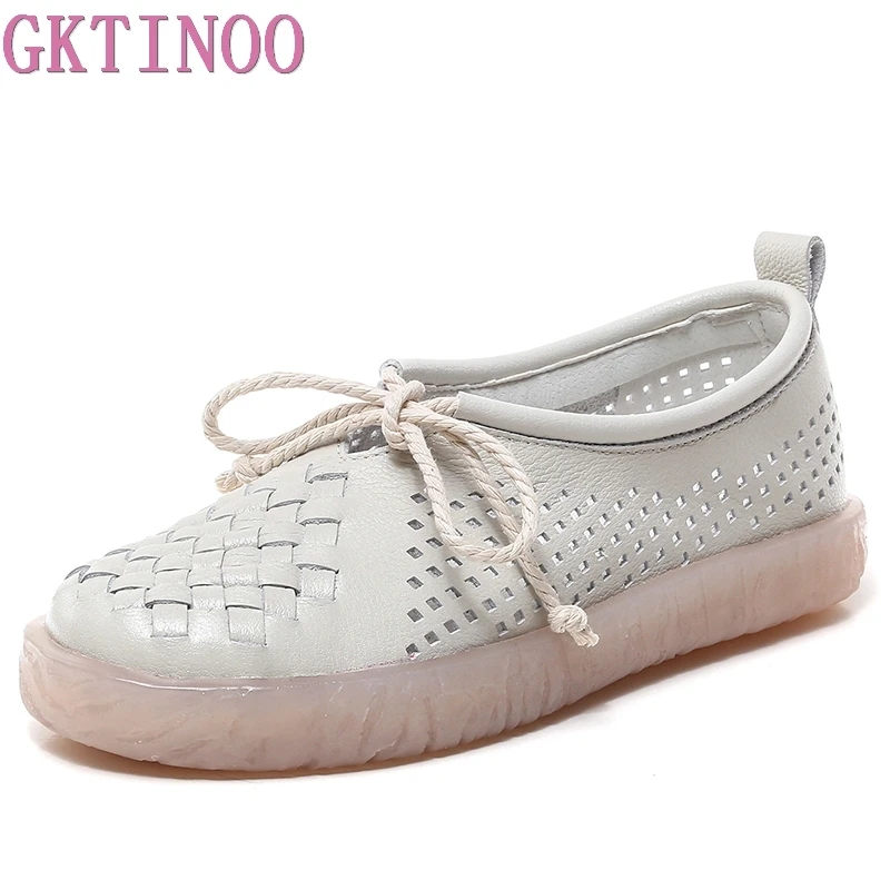 Мокасины GKTINOO женские из мягкой натуральной кожи туфли на плоской подошве со