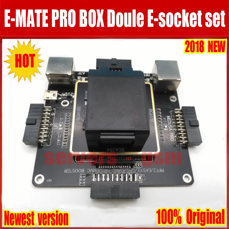 2019New E-MATE коробка памяти на носителе EMMC doule E-розетка Поддержка BGA100 136 168 153 169 162 186 221 529 254 для легкий JTAG плюс UFI коробка Ri