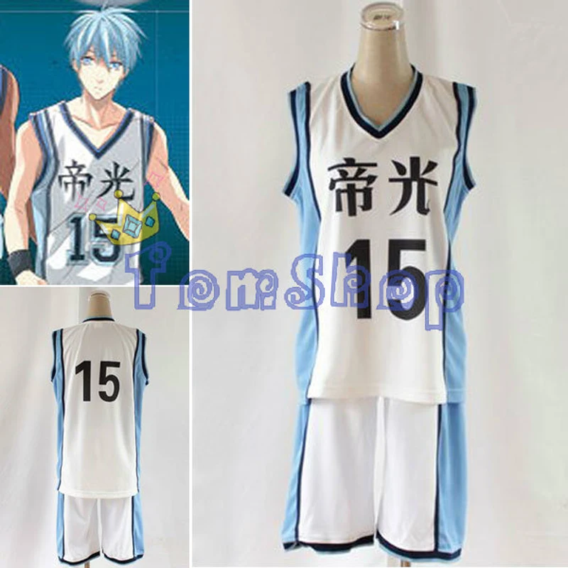 Баскетбольный костюм KUROKO'S Kuroko no Basuke Teiko School #15 Tetsuya баскетбольная майка аниме шоу