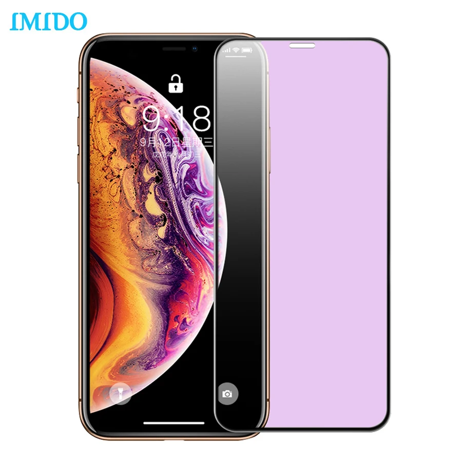 

6D Anti Purple Blue Ray Tempered Glass for iPhone XS MAX XR X 6 6s 7 8 Plus Full Curved Screen Protector Eye-Protective Film