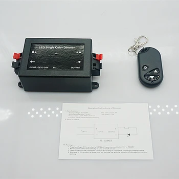 

Free Shipping 1 pcs DC 12V-24V RF Wireless Remote LED single color Dimmer for 5050 3528 single color led strips lights lamp