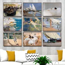 Украшение дома художественные настенные картины для гостиной холст с печатью постера картины испанский Joaqun Sorolla Пловцы 3