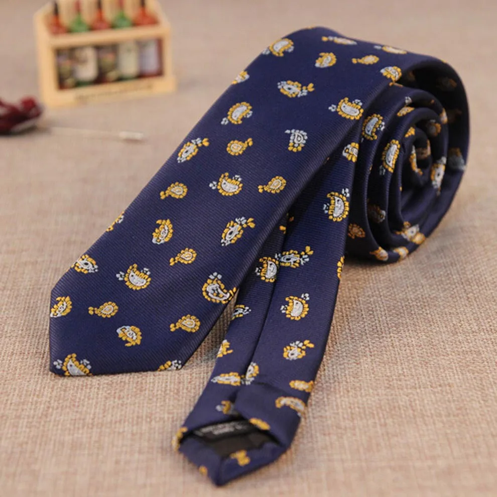Животного дизайнер галстук синий жаккардовые Для мужчин Галстуки Тонкий Тощий узкий галстук-бабочку из микрофибры галстук Для мужчин