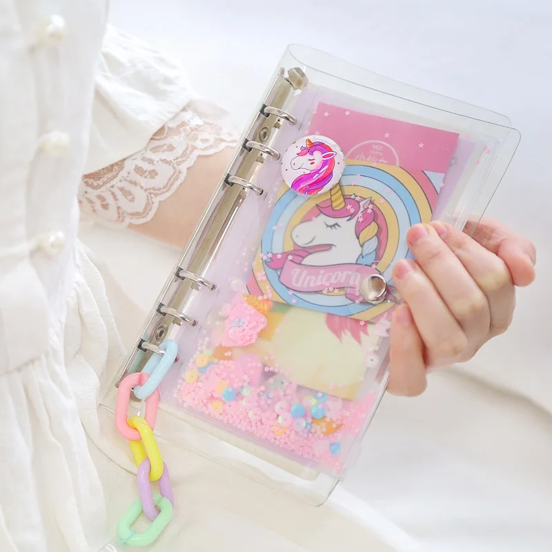 

Girl Heart Handbook Pink Unicorn Loose-leaf Handbook Blank Notebook
