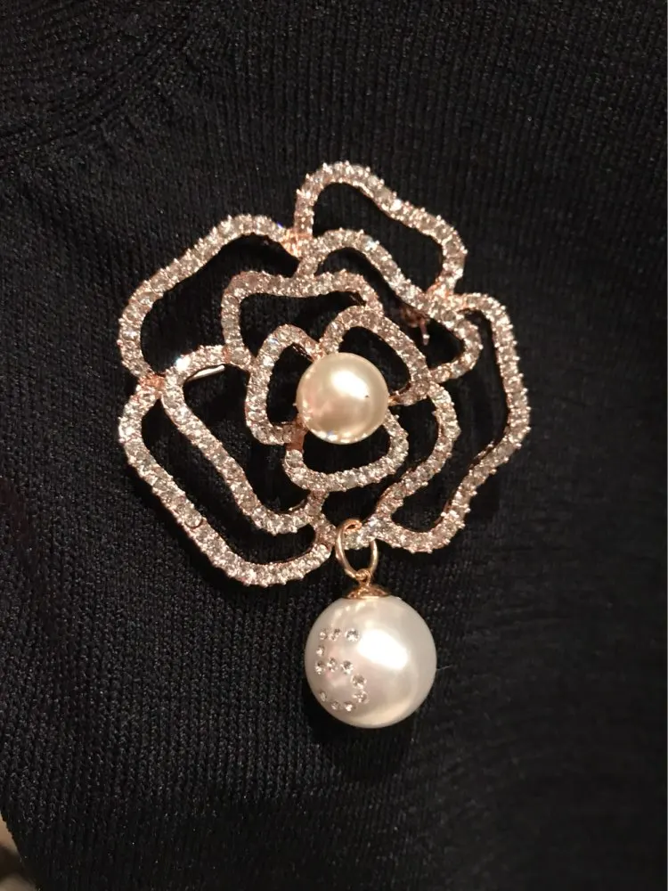 Фирменный дизайн кристалл паве хиджаб шпильки для женщин No 5 жемчуг нагрудные значки брошки женские брошки luxo заколка на шарф подарок ювелирные изделия
