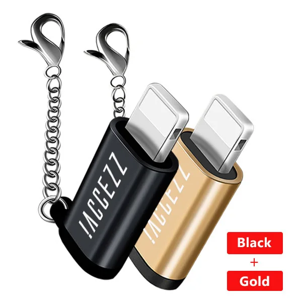 ACCEZZ Mini Micro USB для освещения 8 Pin для Apple адаптер с брелоком для iphone X XS XR 6 7 Plus синхронизация зарядное устройство OTG конвертер - Цвет: 2PC