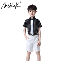ActhInK New 2Pcs Boys Summer Formal Suit Boys Striped Wedding Suit Baby Boy Overalls Summer Suit Boys Shirts With Tie ActhInK New 2Pcs Boys Summer Formal Suit Boys Striped Wedding Suit Baby Boy Overalls Summer Suit Boys Shirts With Tie