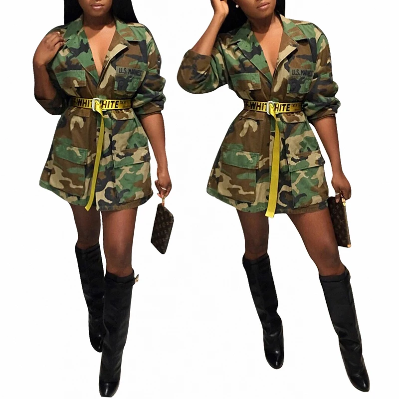 discounted  Women Long Coat Oversized Casual Mini Dress Military Ladies Jacket Cotton Plus Size Club Coat Party