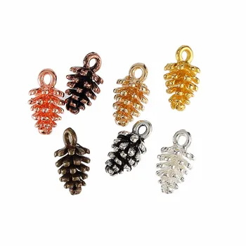 

30pcs 6*15mm Pinecone Shape Beads Charms Pendants For Women Men DIY Bracelet Becjkace Jwewlry Findings 7 Colors Wholesale