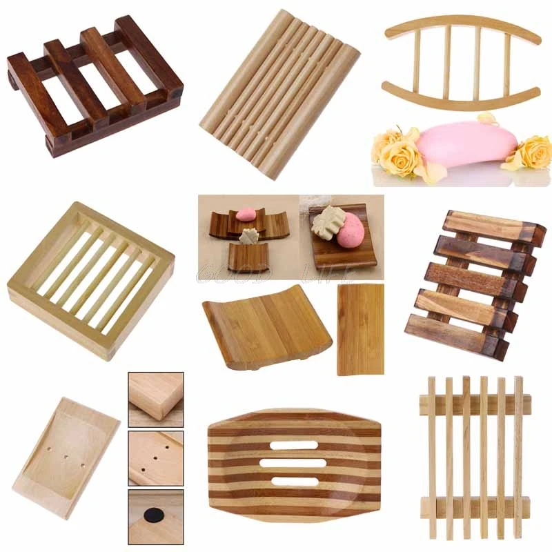 

Natural Wooden Soap Tray Holder Handmade Container Storage Dish Bathroom Vintage DropShip