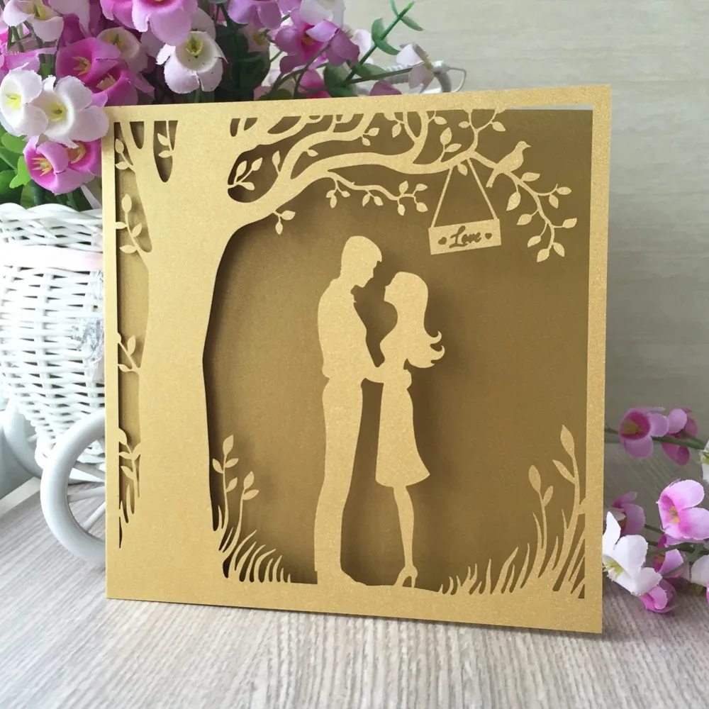 

50pcs Anniversary Inviting Card Party Event Supplies Party Birthday Bridal Shower Wedding Invitation Cards Blessing card